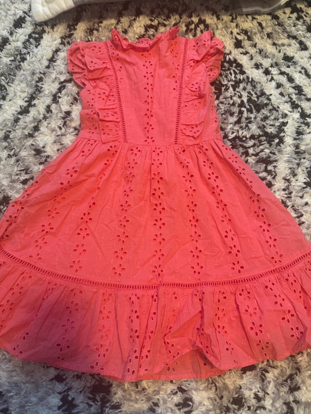 Janie and Jack Coral Eyelet Ruffle Dress